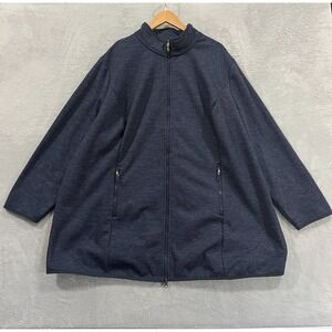 Ulla Popken Jacket Womens 32 34 Full Zip Jacket Hood Navy Blue Fleece Hoodie